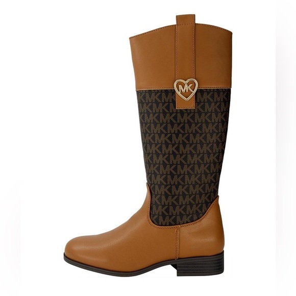 Michael Kors Big Girls Finley Heart Logo Tall Shaft Boots Caramel Brown $69 - Picture 10 of 10
